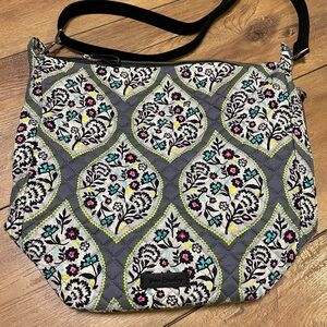 Vera Bradley Carson Mini Hobo Crossbody Bag Heritage Leaf Gray Brand New